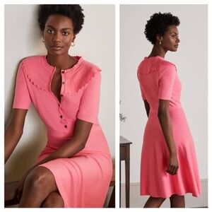 BODEN Pink sweater dress Aberdeen a line Swiss dot Sz 2
